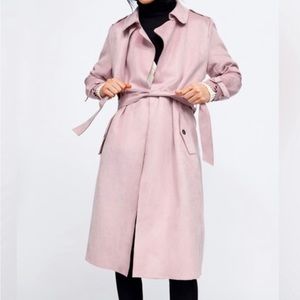 Zara Pink Suede Trench Coat